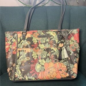 Sakroots Vibrant Floral Tote - Grey and Multicolor